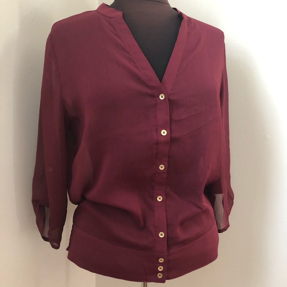 Maroon Guess 3/4 sleeve